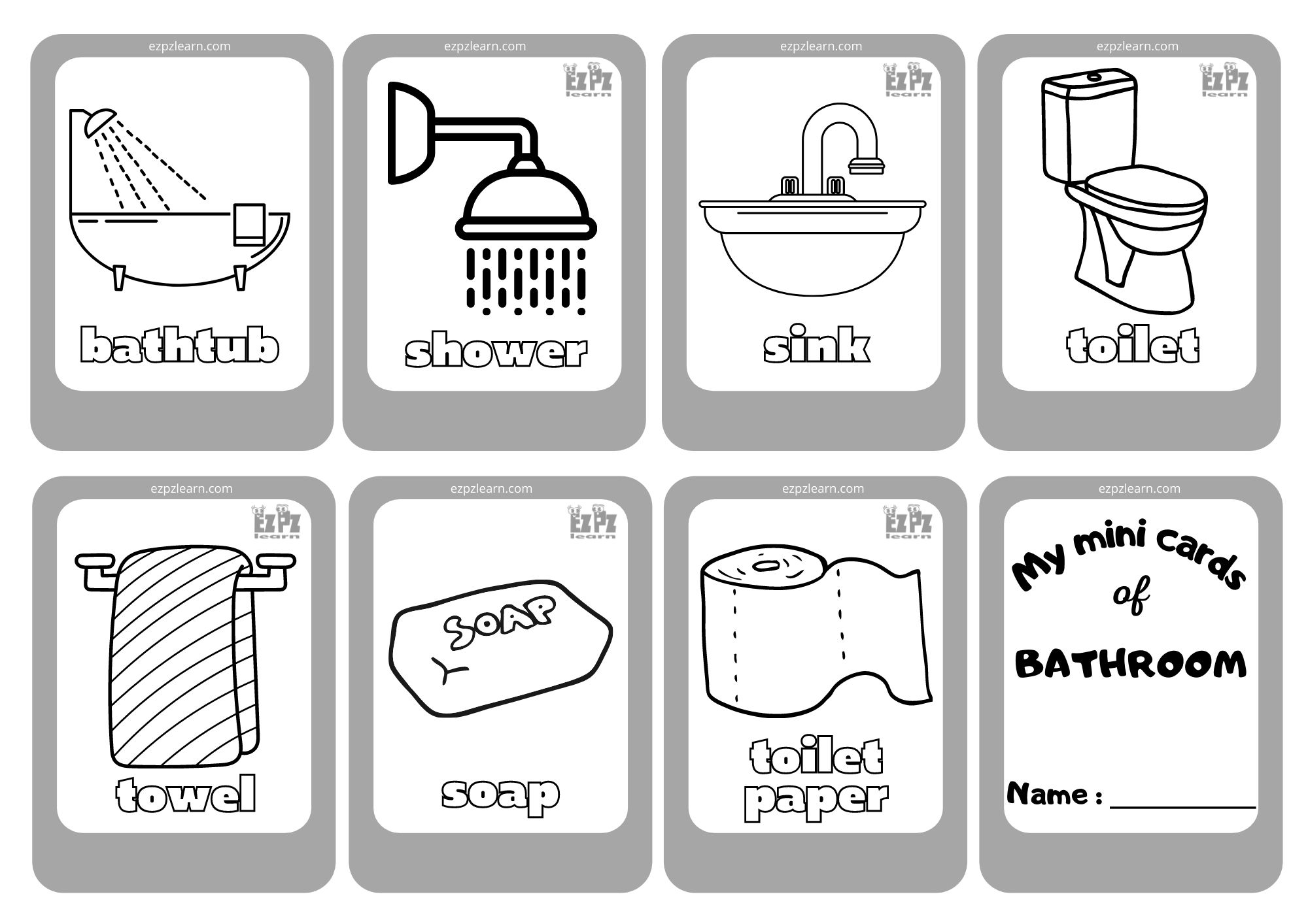 Bathroom1 Mini Cards Coloring